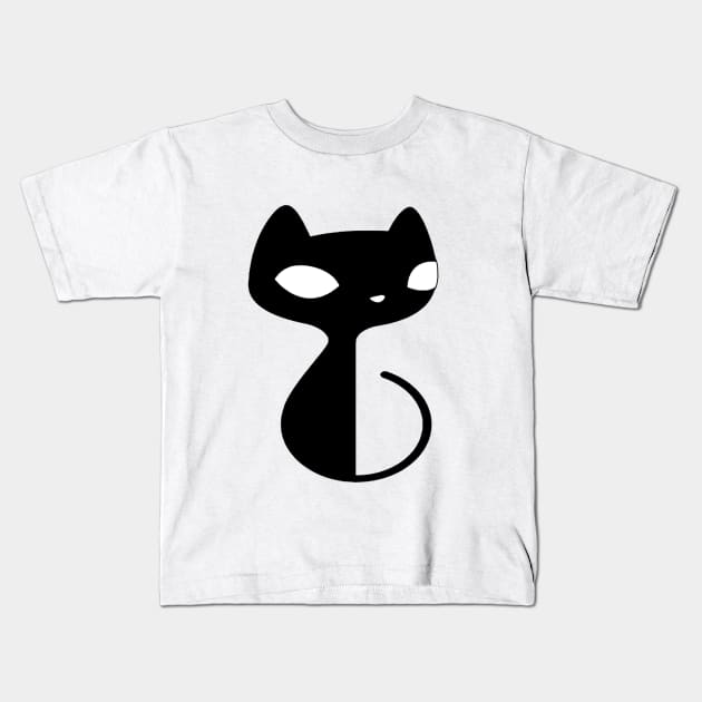 Black Cat Kids T-Shirt by ctrlzie